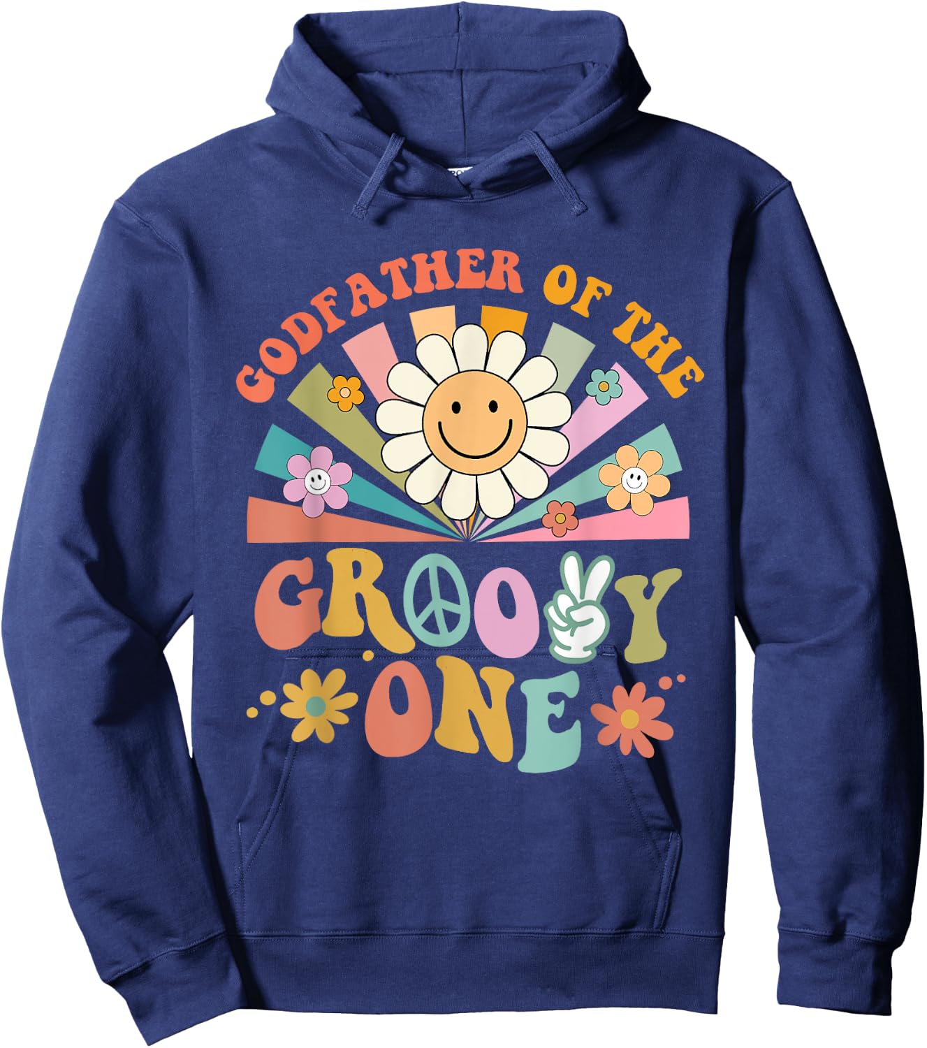 Godfather of Groovy One Matching Family First Birthday Party Hoodie - Hoodie | Navy