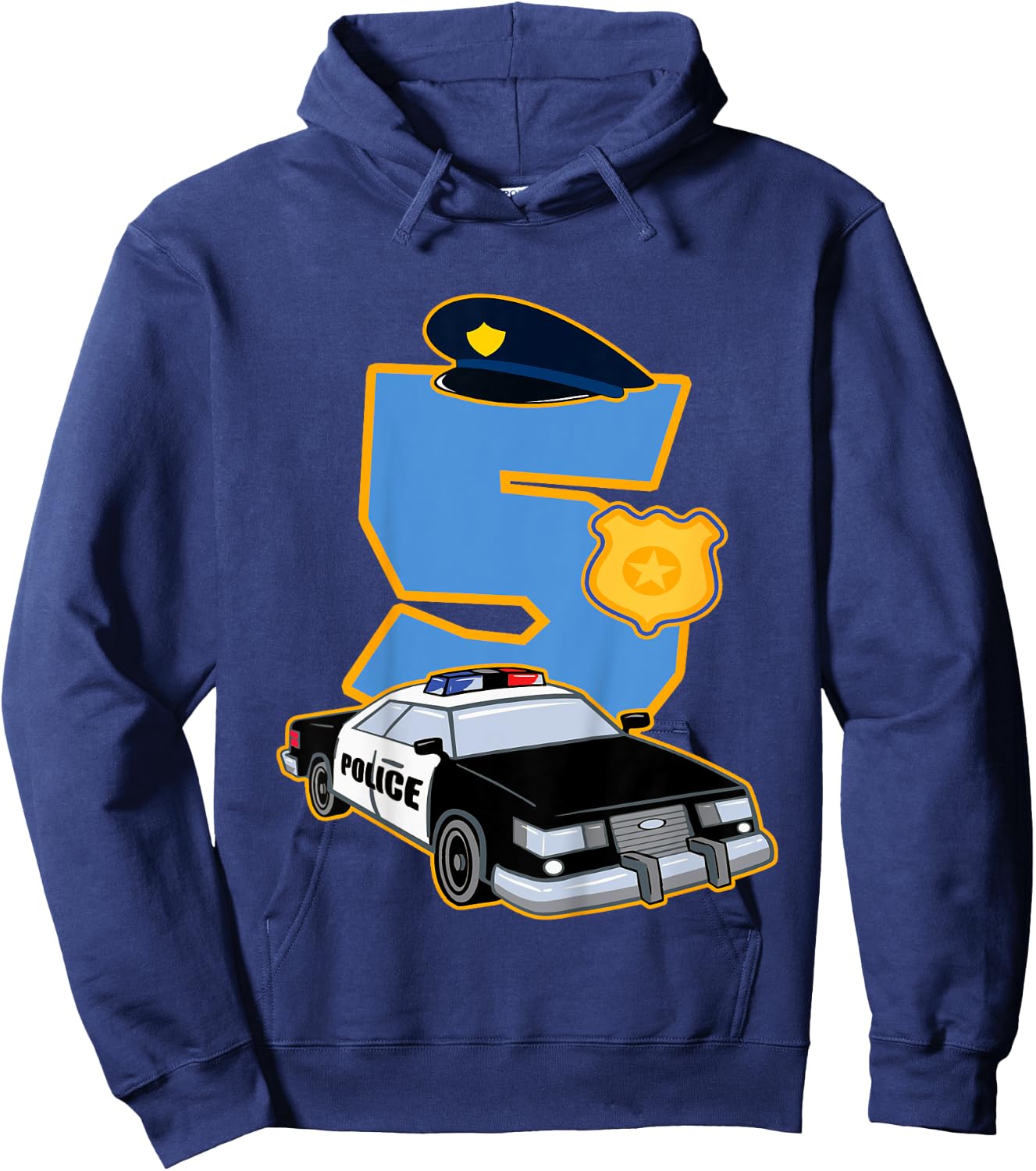 Kids 5th Birthday Police 5 Years Old Officer Car Costume Hoodie - Hoodie | Navy
