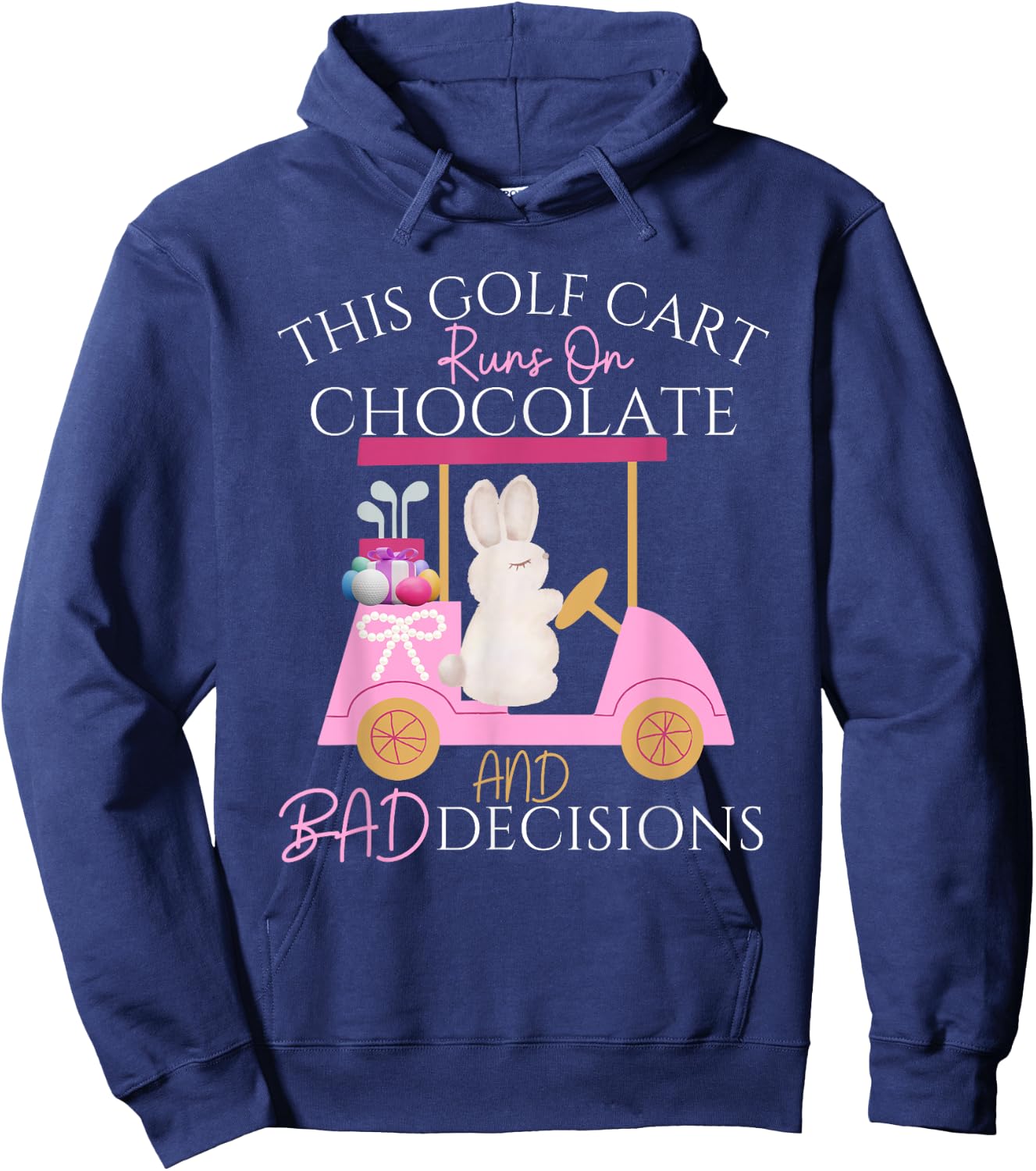 Golf Golfer Easter Eggs Bunny Rabbit Golf Cart Matching Hoodie - Hoodie | Navy