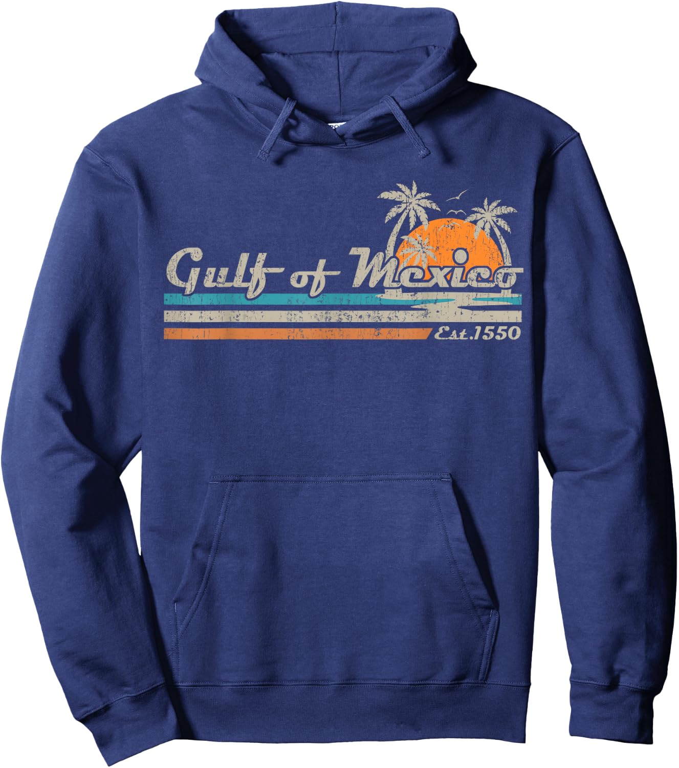 Vintage Gulf of Mexico Since 1550 Retro Vintage Beach Funny Hoodie - Hoodie | Navy