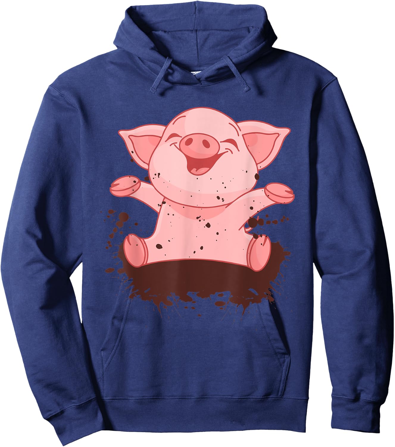 Happy Pig Playing In The Mud Funny Animal Lover Costume Hoodie - Hoodie | Navy