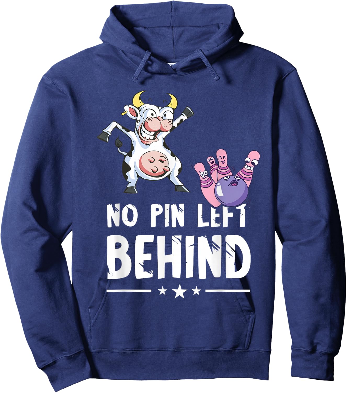 Funny Bowling Cow Bowler No Pin Left Behind Bowling Team Hoodie - Hoodie | Navy