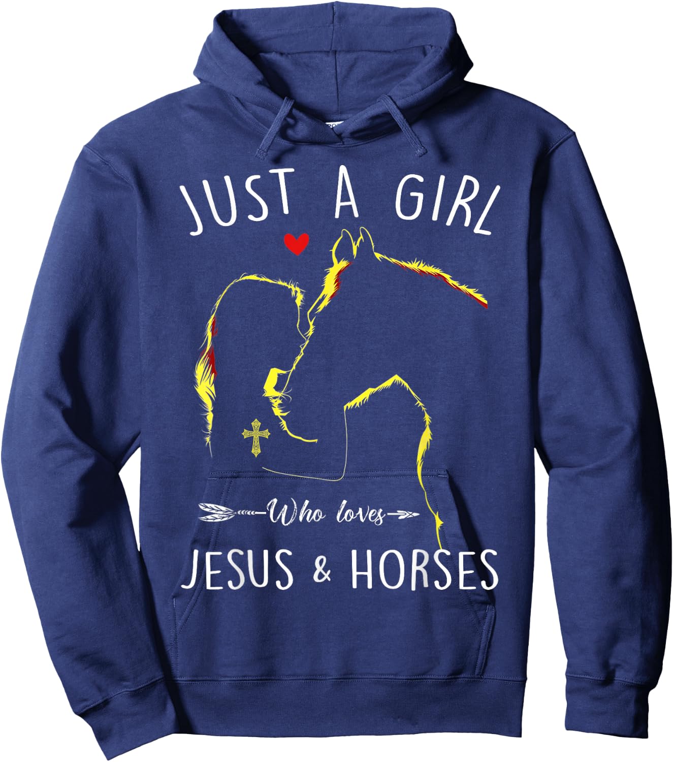 Just A Girl Who Loves Jesus and Horses Equestrian Christian Hoodie - Hoodie | Navy