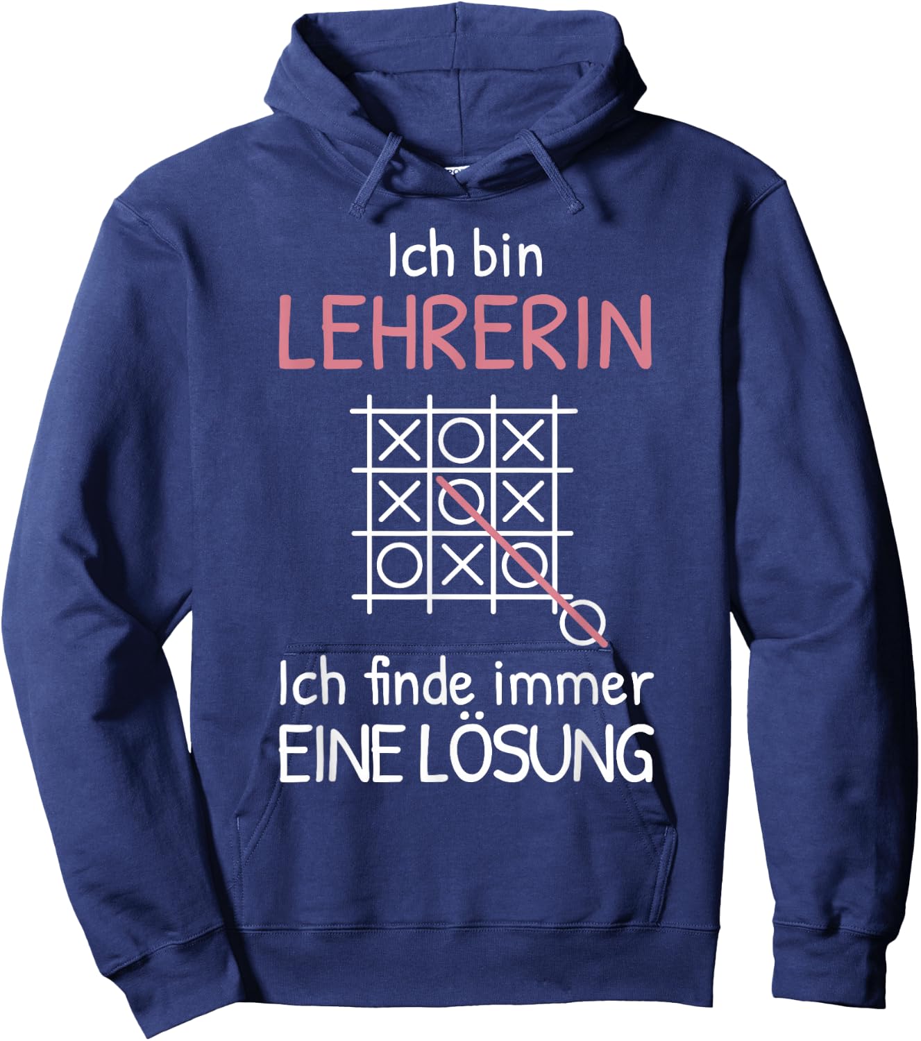 with German Text "Ich bin Lehrerin FINde immer Solution" (Ich bin Lehrerin FINde immer Sol, black Hoodie - Hoodie | Navy