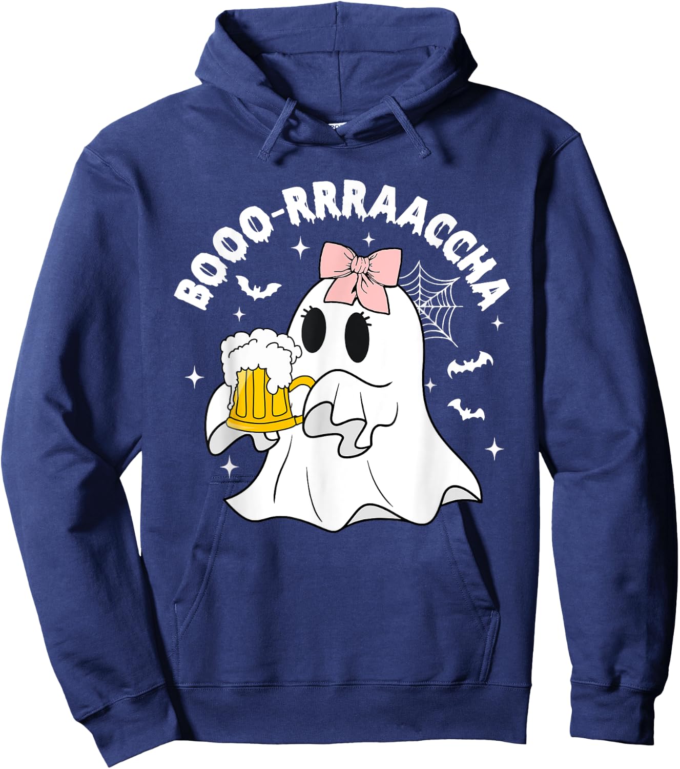 Booo-rrraaccha, Funny Halloween Drunk Ghost, Cute Ghost Hoodie - Hoodie | Navy