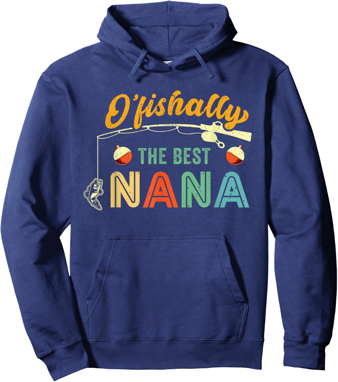 Best Nana Fishing Grandma Fisherwoman Cute Grandmother Fish Hoodie - Hoodie | Navy