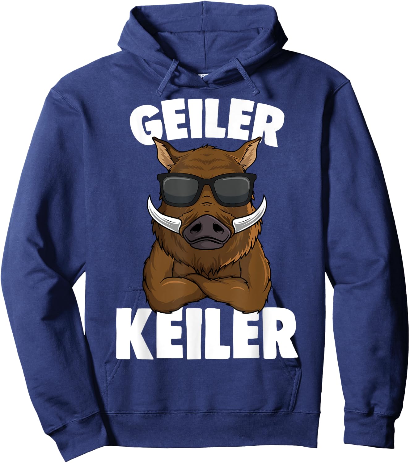Men's Wild Boar Hunter , black Hoodie - Hoodie | Navy