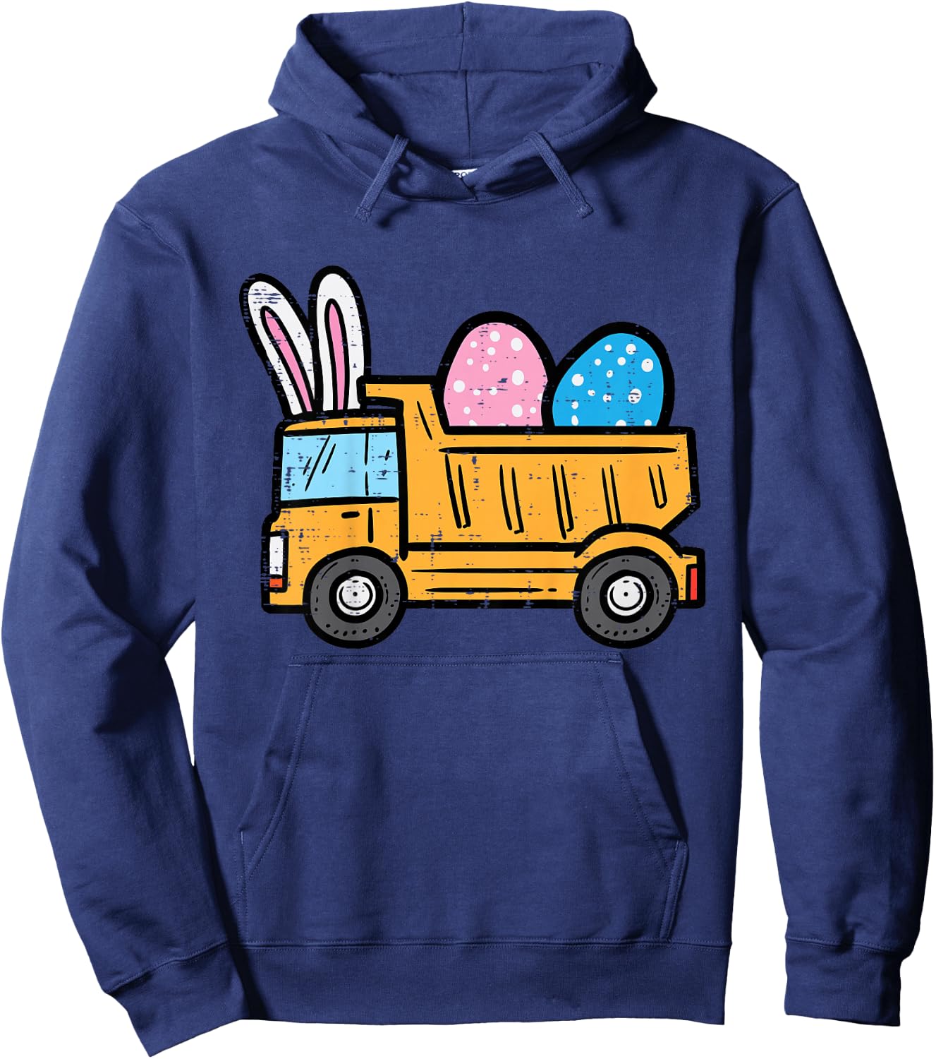 Kids Easter Dump Truck Eggs Construction Boys Kids Toddler Youth Hoodie - Hoodie | Navy