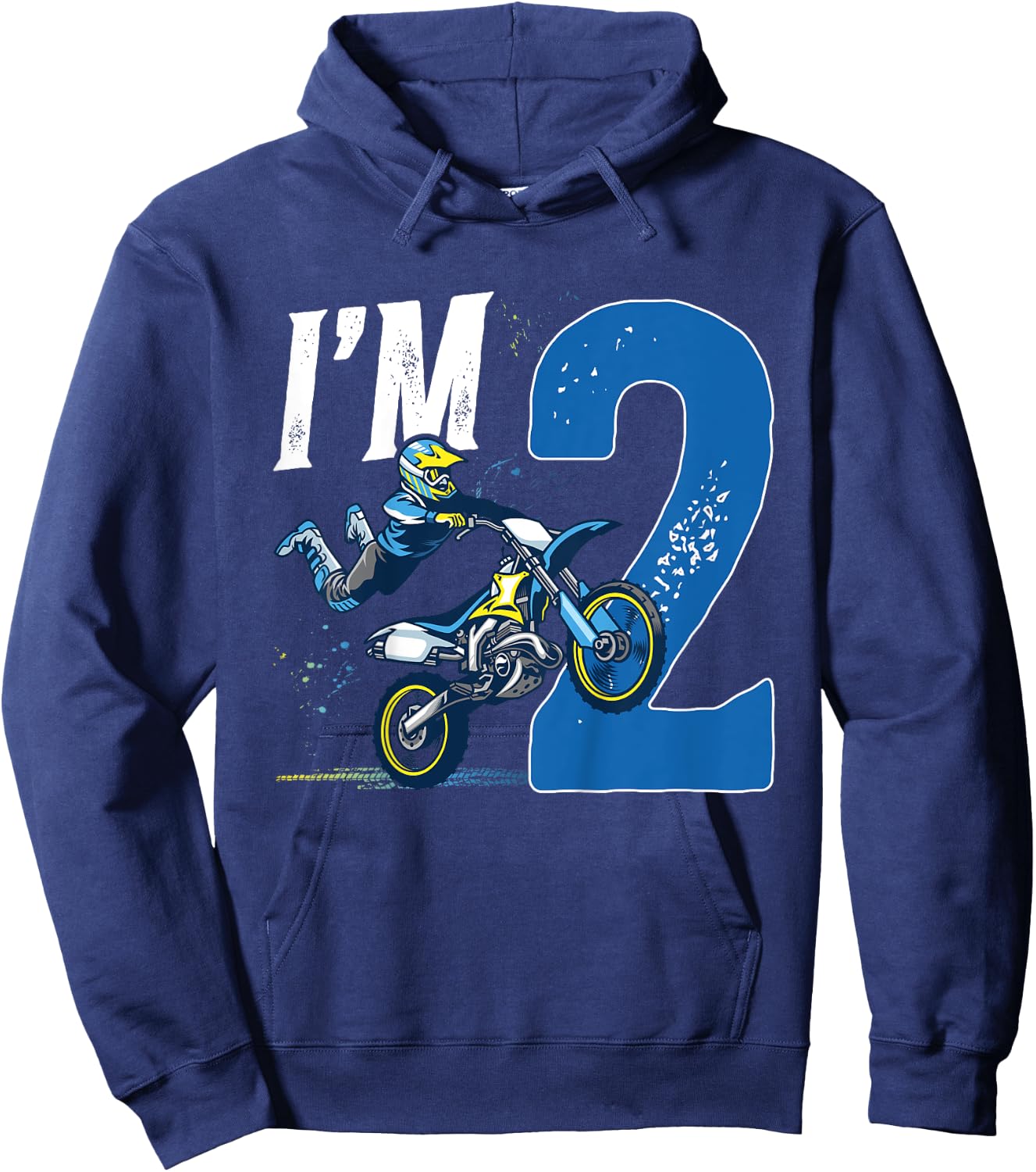 Kids 2nd Birthday Dirt Bike Boy Two Year Old Dirt Biker Hoodie - Hoodie | Navy