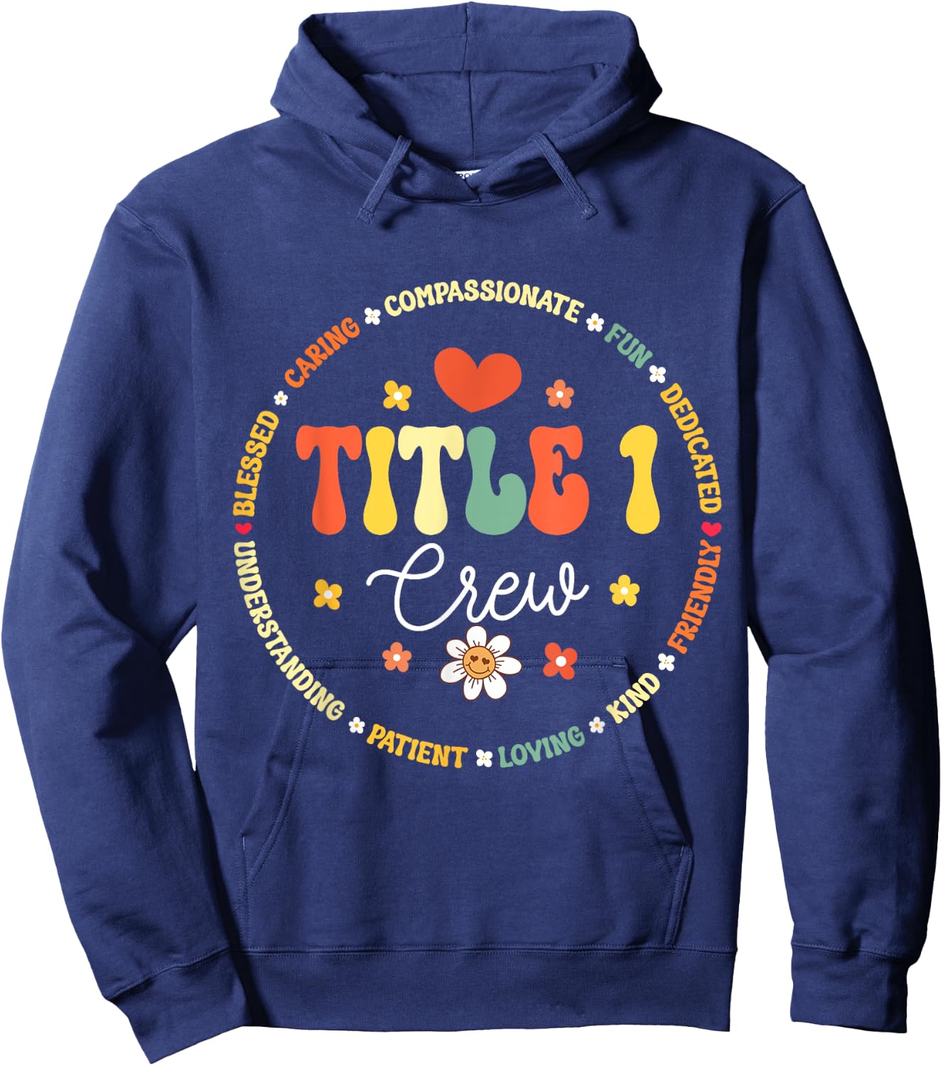 Groovy Title 1 Crew cute title 1 Reading teacher Hoodie - Hoodie | Navy