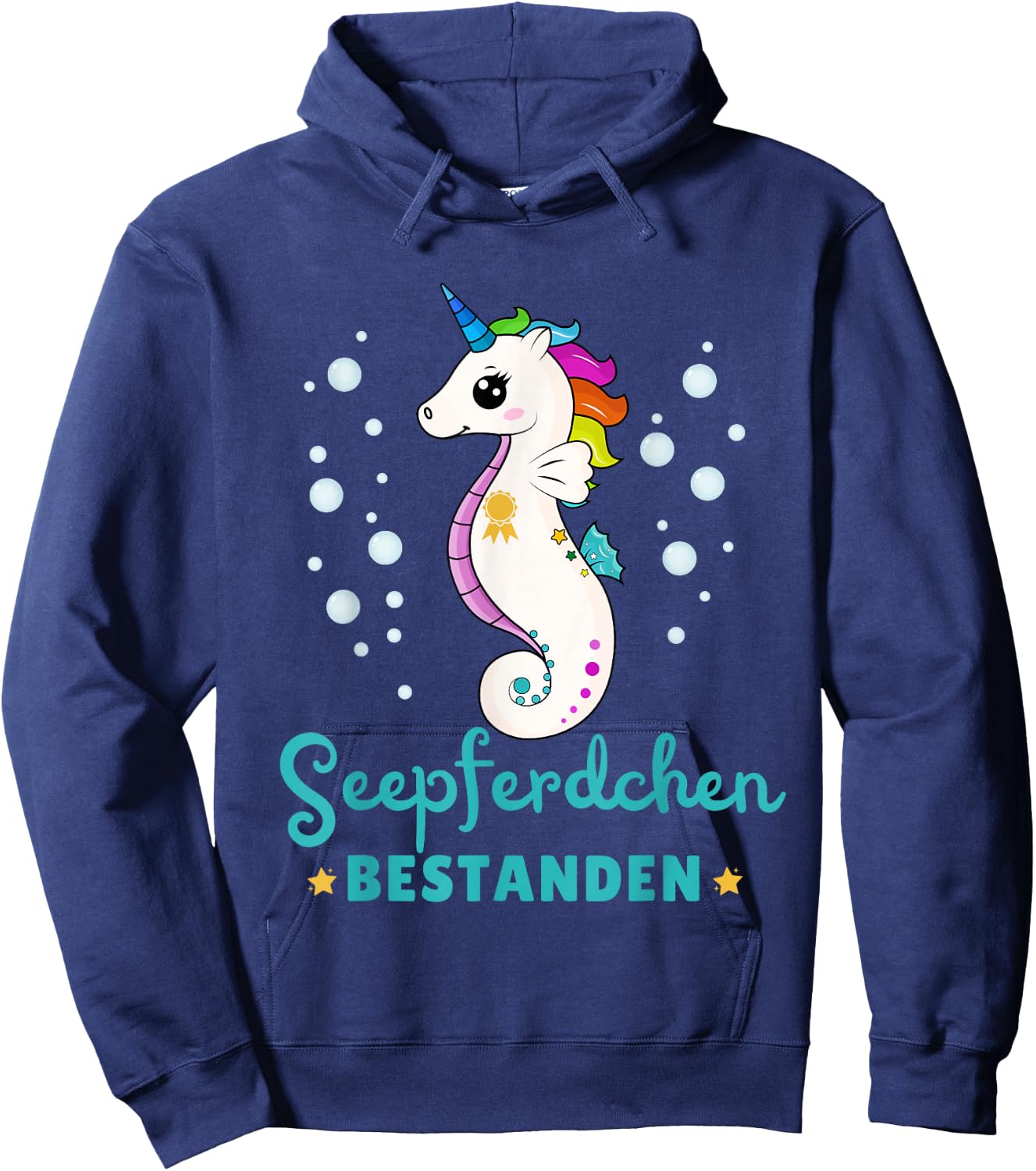Children's Seahorse Passed Early Swimmer Badge, black Hoodie - Hoodie | Navy