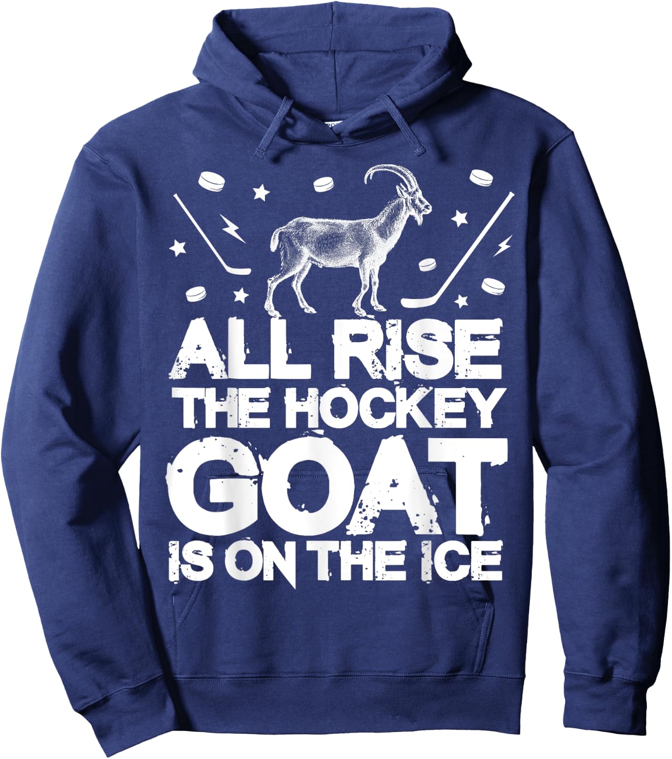 Funny Boys Ice Hockey Gift - All Rise Hockey GOAT On Ice Hoodie - Hoodie | Navy
