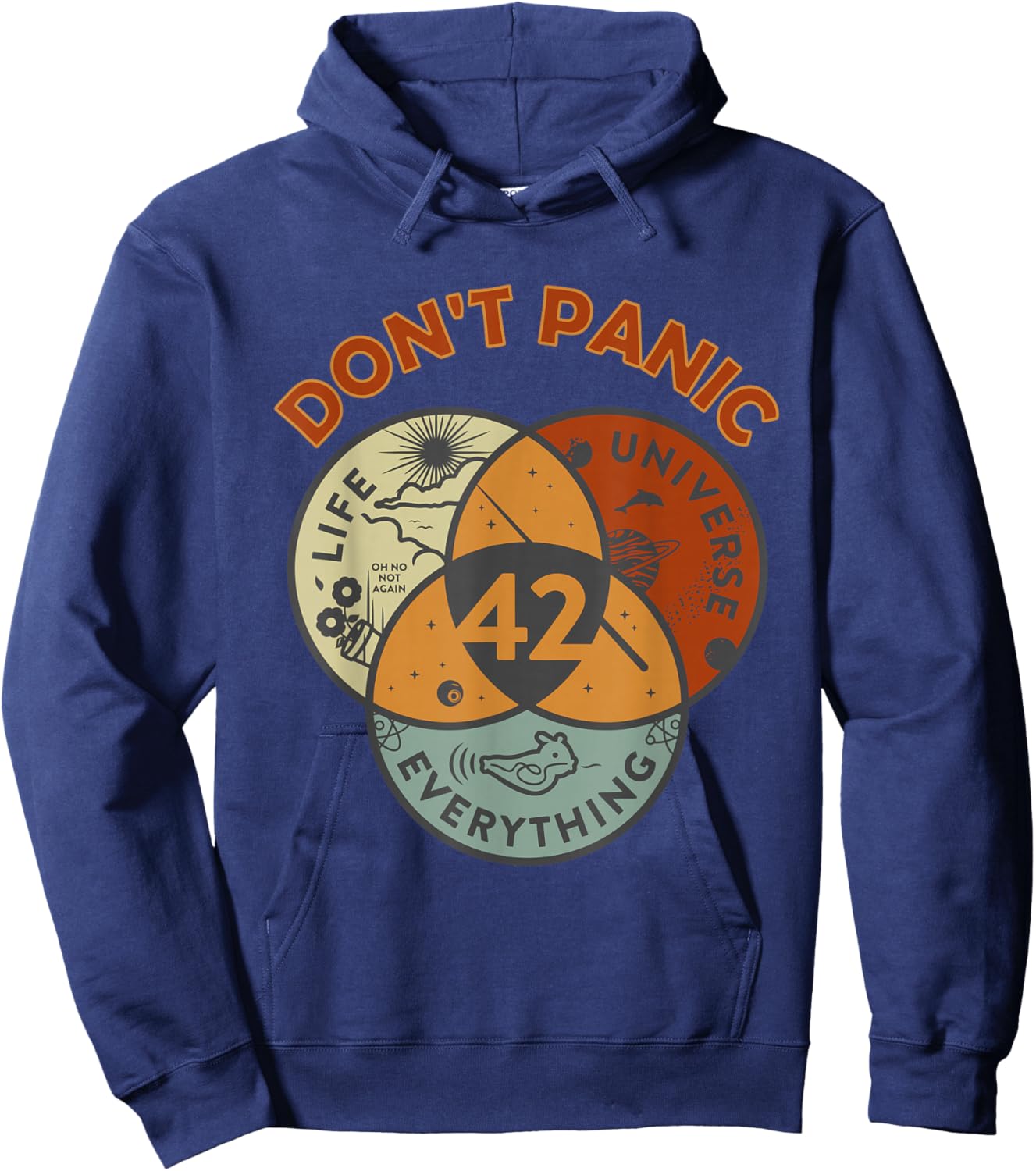 42 Antwort auf Das Leben, das Universum und alles, keine Panik Hoodie - Hoodie | Navy