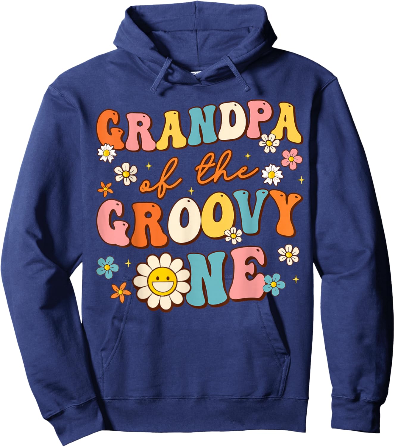 Grandpa Of Groovy One 1st Birthday Pregnancy Announcement Hoodie - Hoodie | Navy