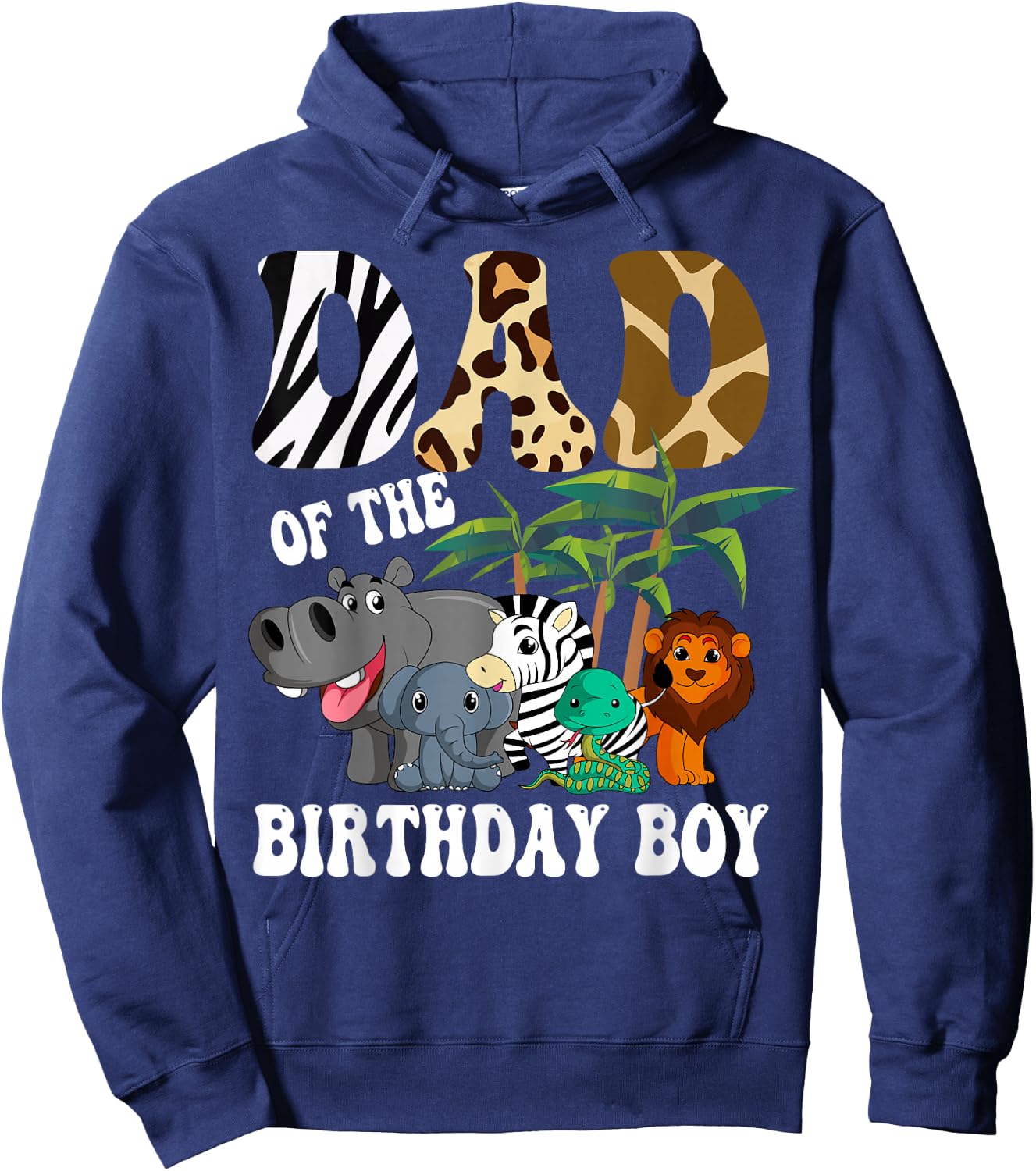 Dad of the Birthday Boy Zoo Bday Safari Celebration Hoodie - Hoodie | Navy