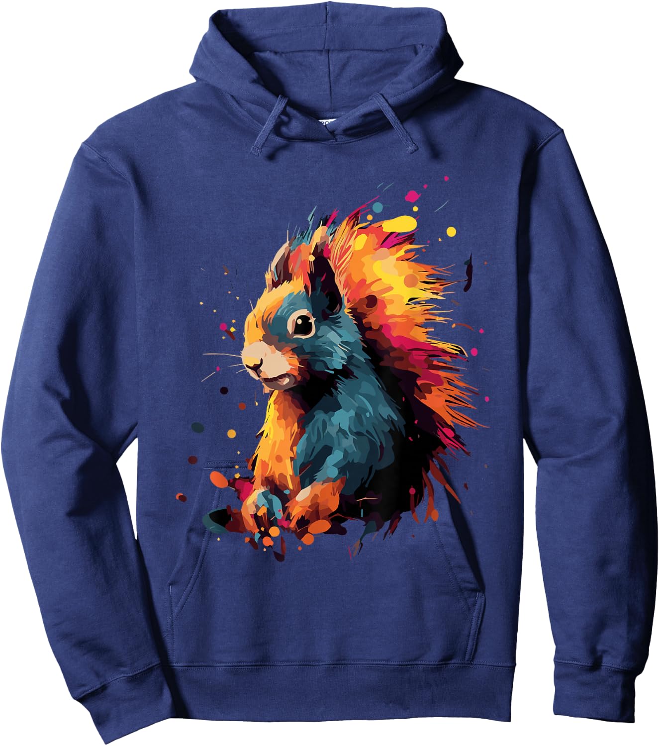 Squirrel Baumhörnchen Grauhörnchen Kleidung Eichhörnchen Colorful Damen Schwarz Cartoon Eichhörnchen Motiv Small EU S Hoodie - Hoodie | Navy