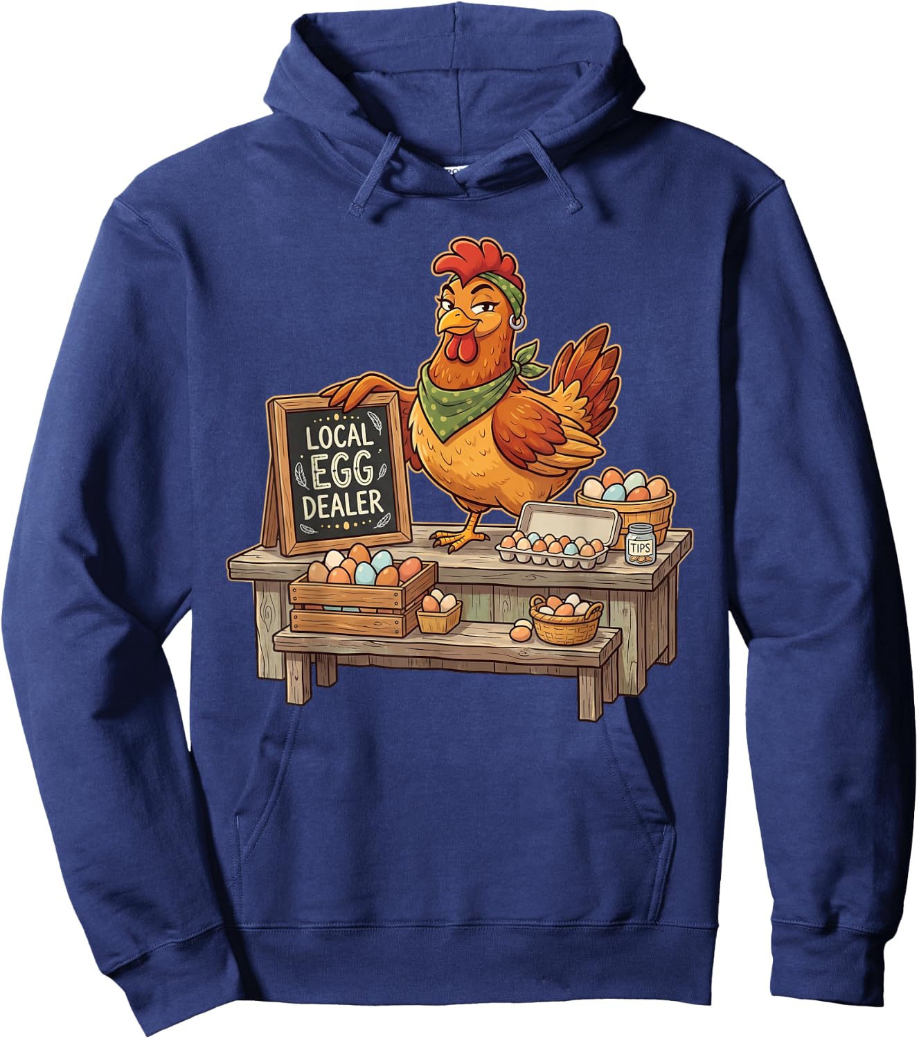 Local Egg Dealer Chicken Farm Stand Cute Hen Animal Hoodie - Hoodie | Navy