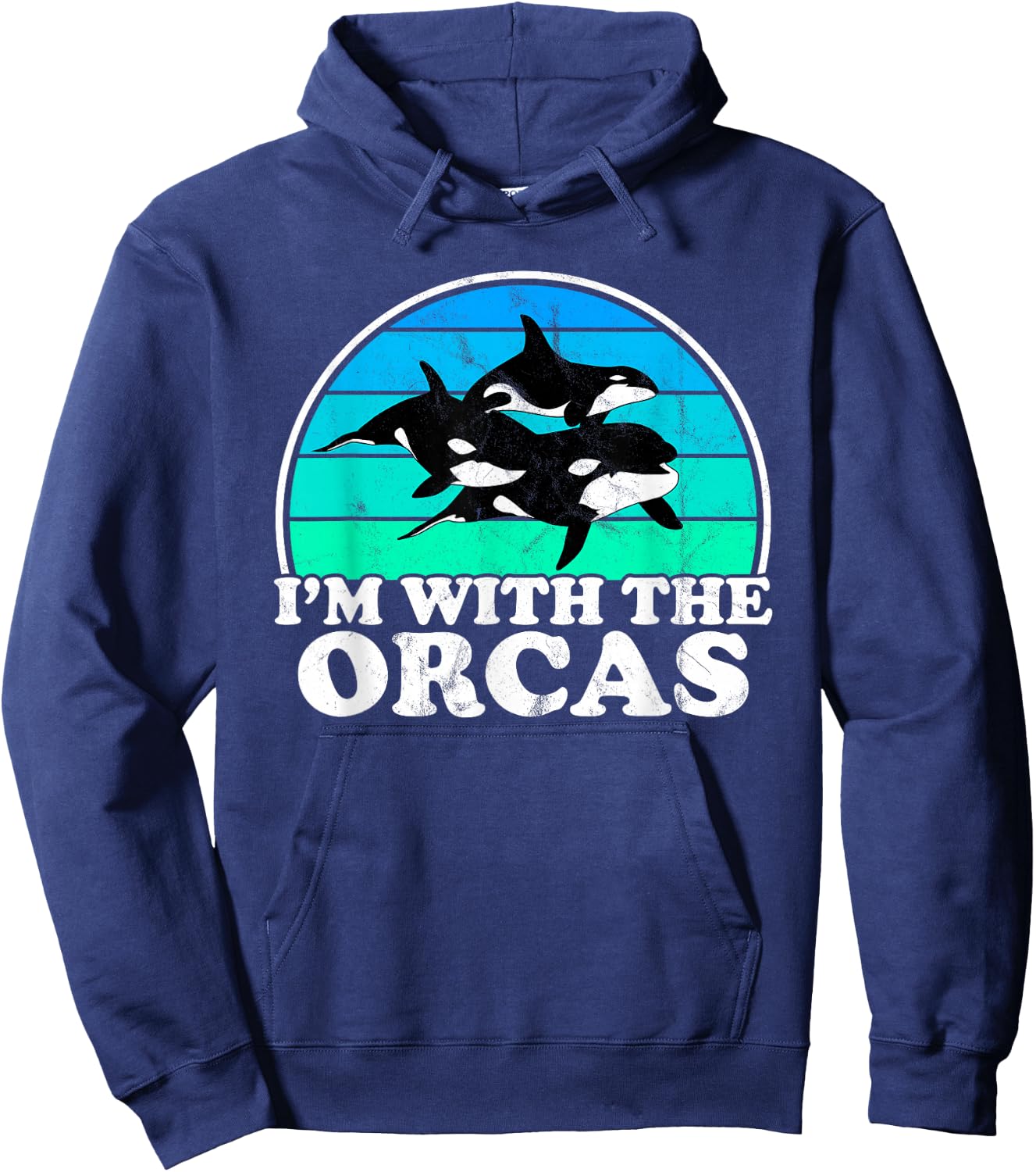 I'm With The Orcas - Funny Orca Whale Handler Hoodie - Hoodie | Navy