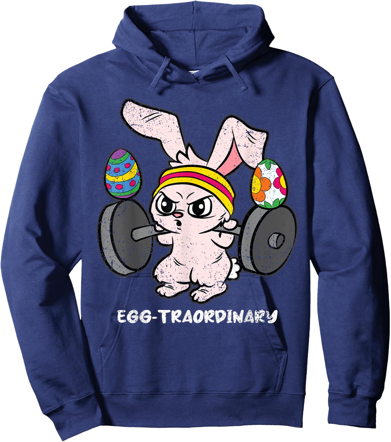 Egg-Traordinary Bunny Weight Lifting Easter Cute Gym Workout Hoodie - Hoodie | Navy