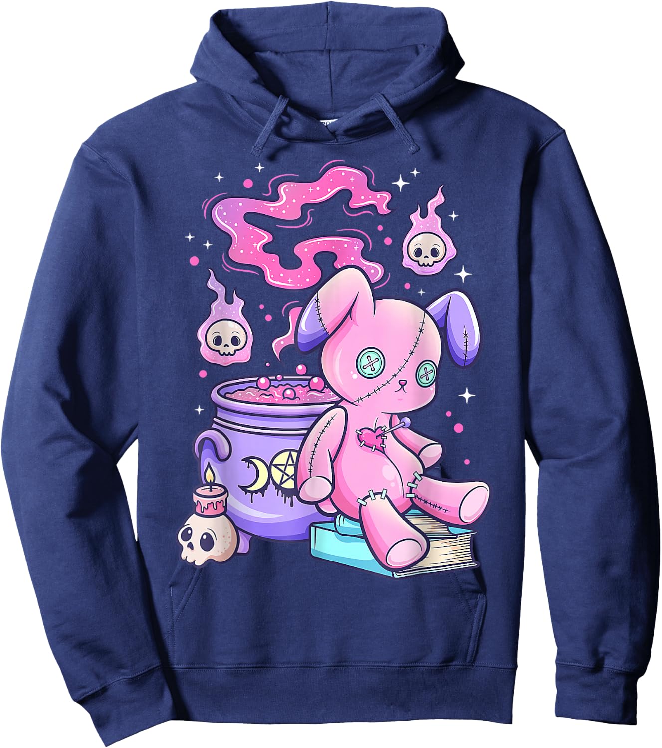 Kawaii Pastel Goth Cute Creepy Witchy Bear Small Hoodie - Hoodie | Navy