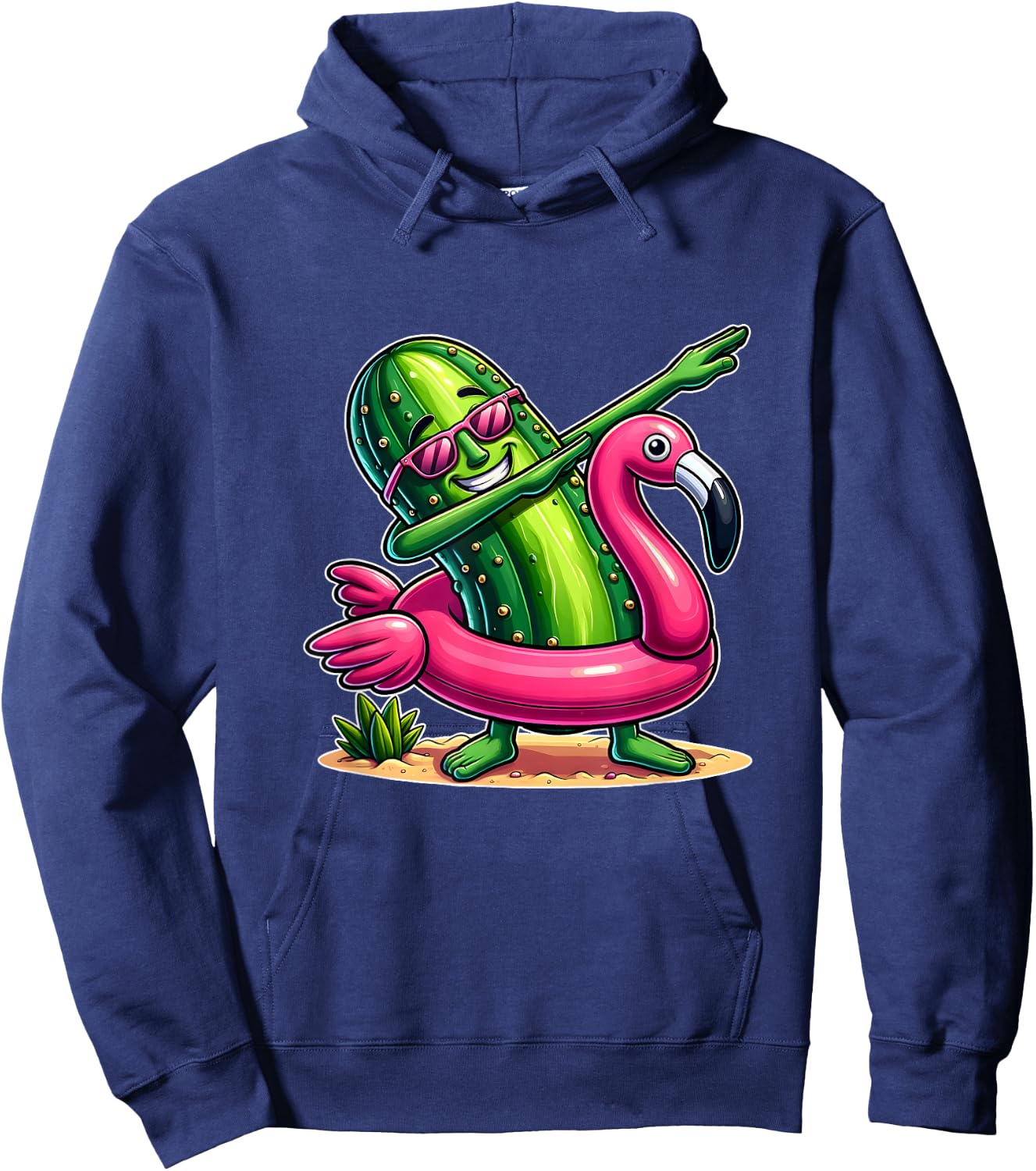 Unique Dabbing Pickle Flamingo Summer Fun Hoodie - Hoodie | Navy