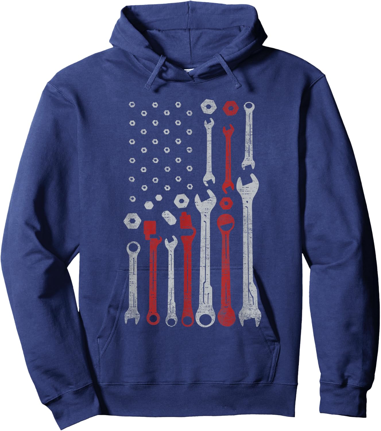 Vintage Mechanic Flag USA American Patriotic Flag Car Hoodie - Hoodie | Navy