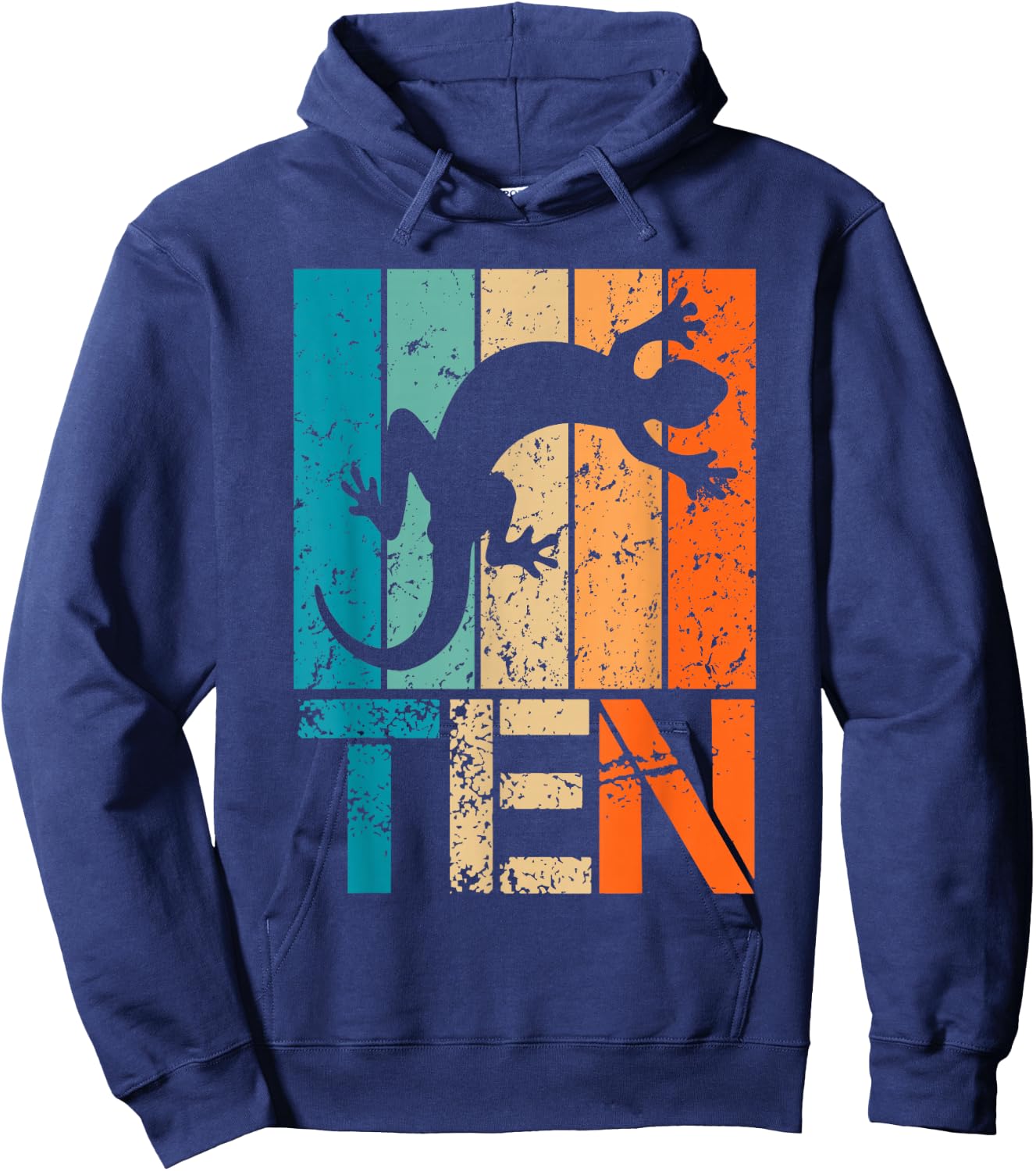 10th Lizard Birthday 10 Year Old 10yr Boys Birthday Reptile Hoodie - Hoodie | Navy