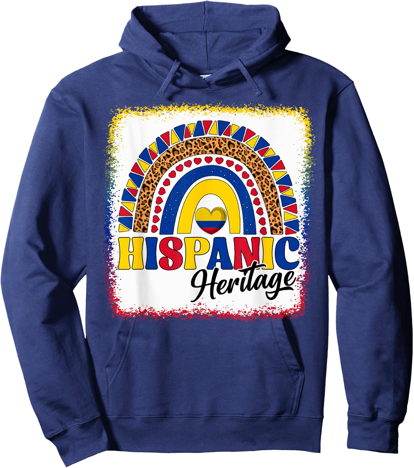 Colombia Hispanic Heritage Month Colombian Flag Boho Rainbow Hoodie - Hoodie | Navy