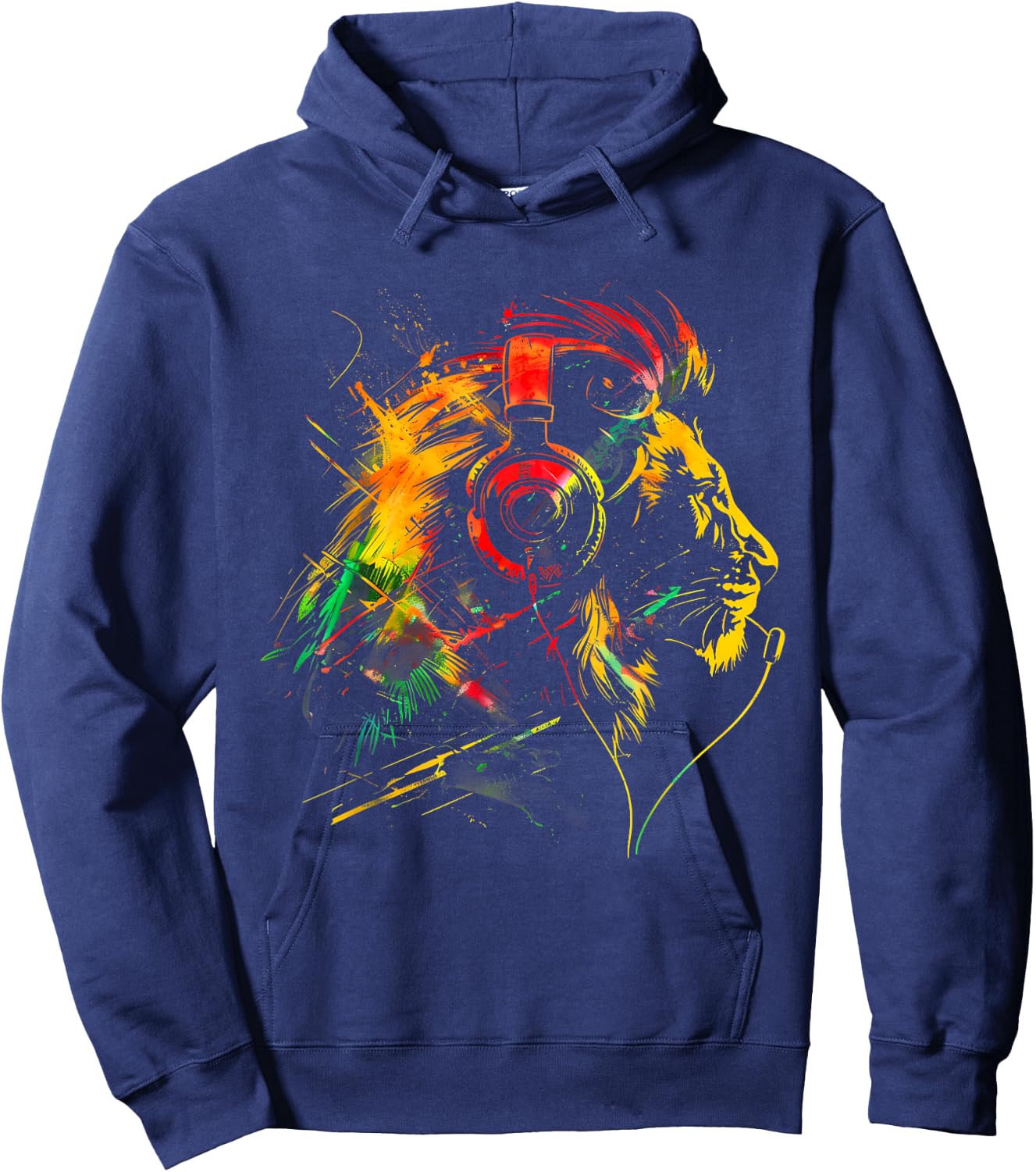 Rasta Reggae Music Headphones Jamaican Lion Of Judah Hoodie - Hoodie | Navy