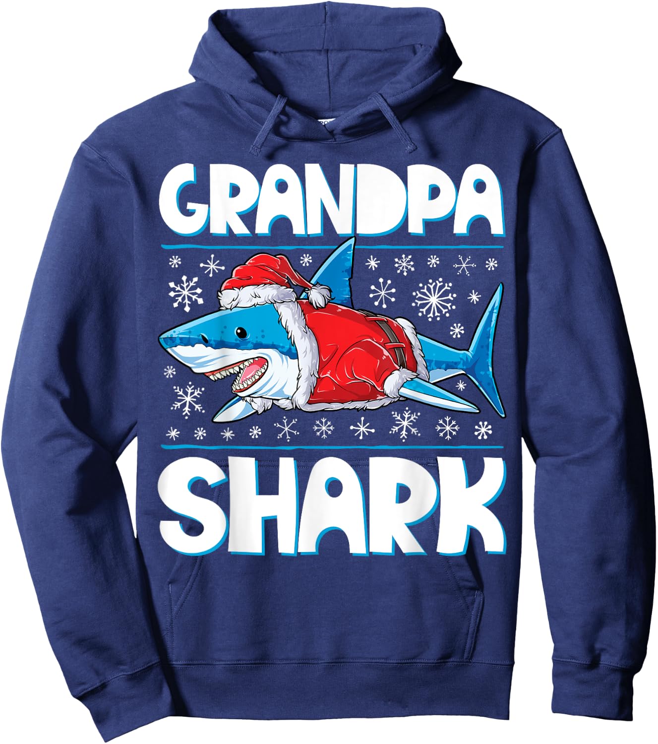 Grandpa Shark Santa T shirt Christmas Family Matching Hoodie - Hoodie | Navy