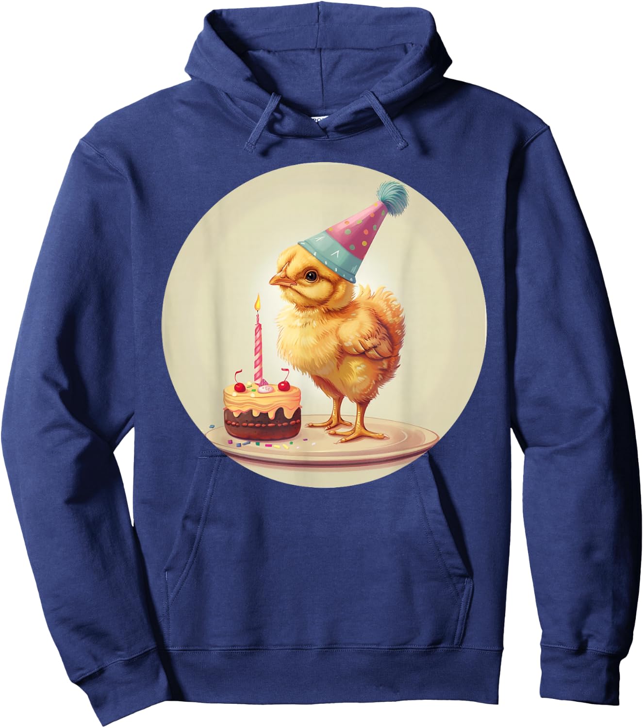 Happy Birthday Chick with Party Hat for Poultry and Hen Fans Hoodie - Hoodie | Navy