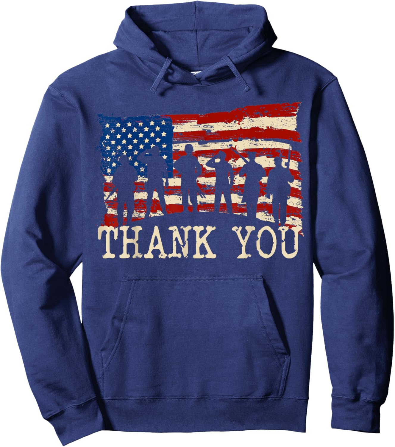 American Flag Thank You Veterans Proud Veteran Hoodie - Hoodie | Navy