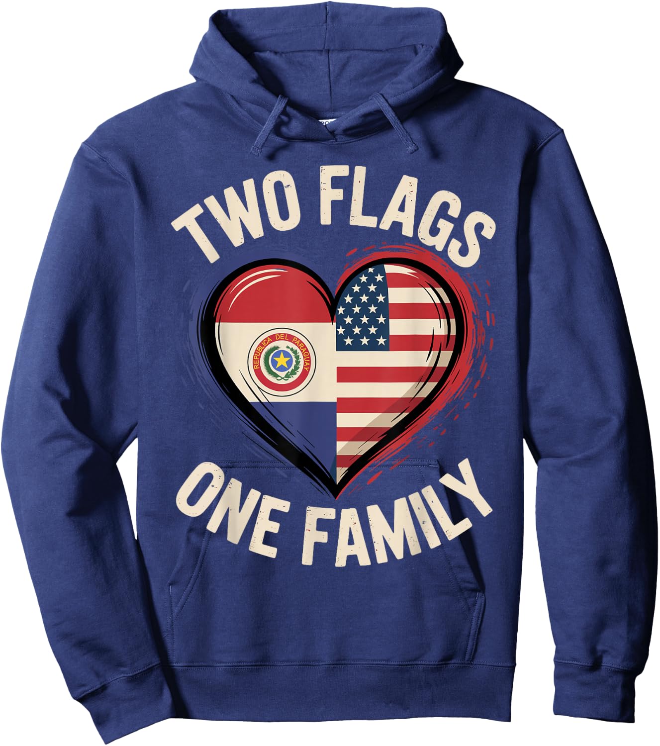Two Flags One Family Paraguayan Roots American Paraguay USA Hoodie - Hoodie | Navy