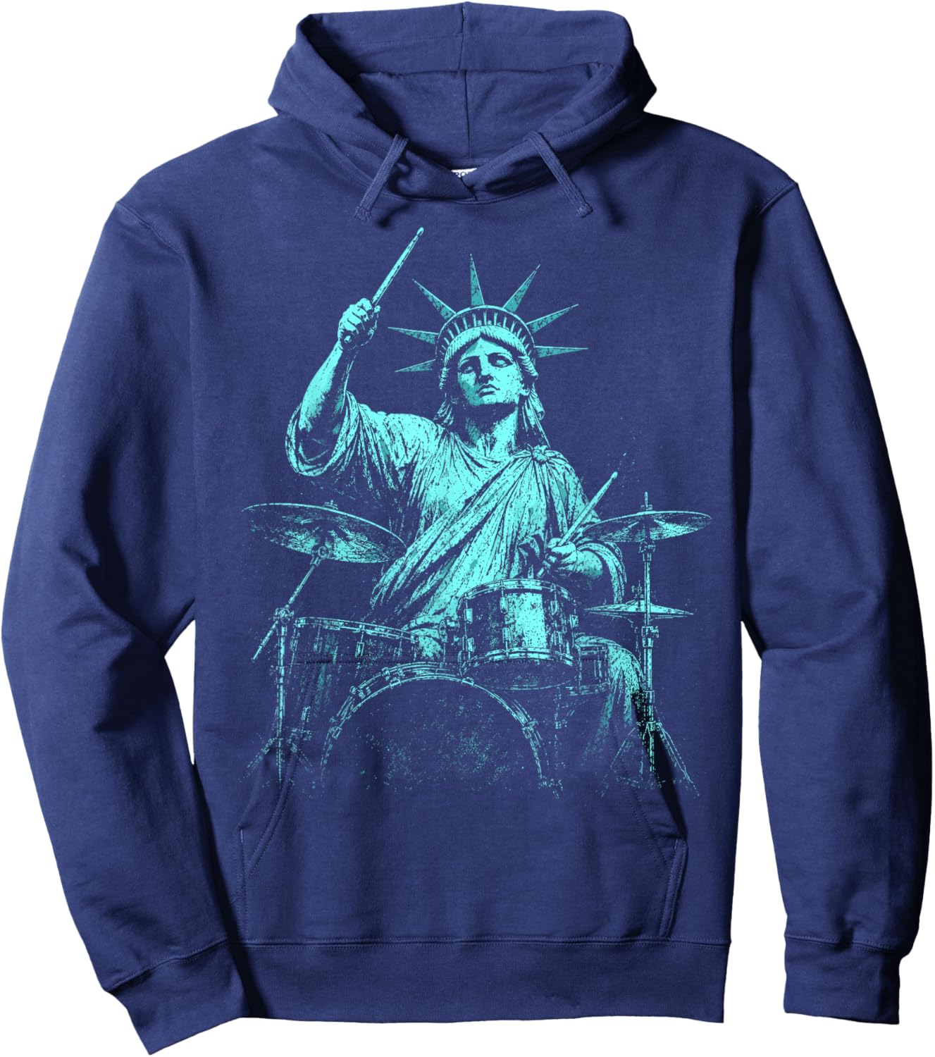 4th of July Statue of Liberty Drummer 1776 2026 Hoodie - Hoodie | Navy
