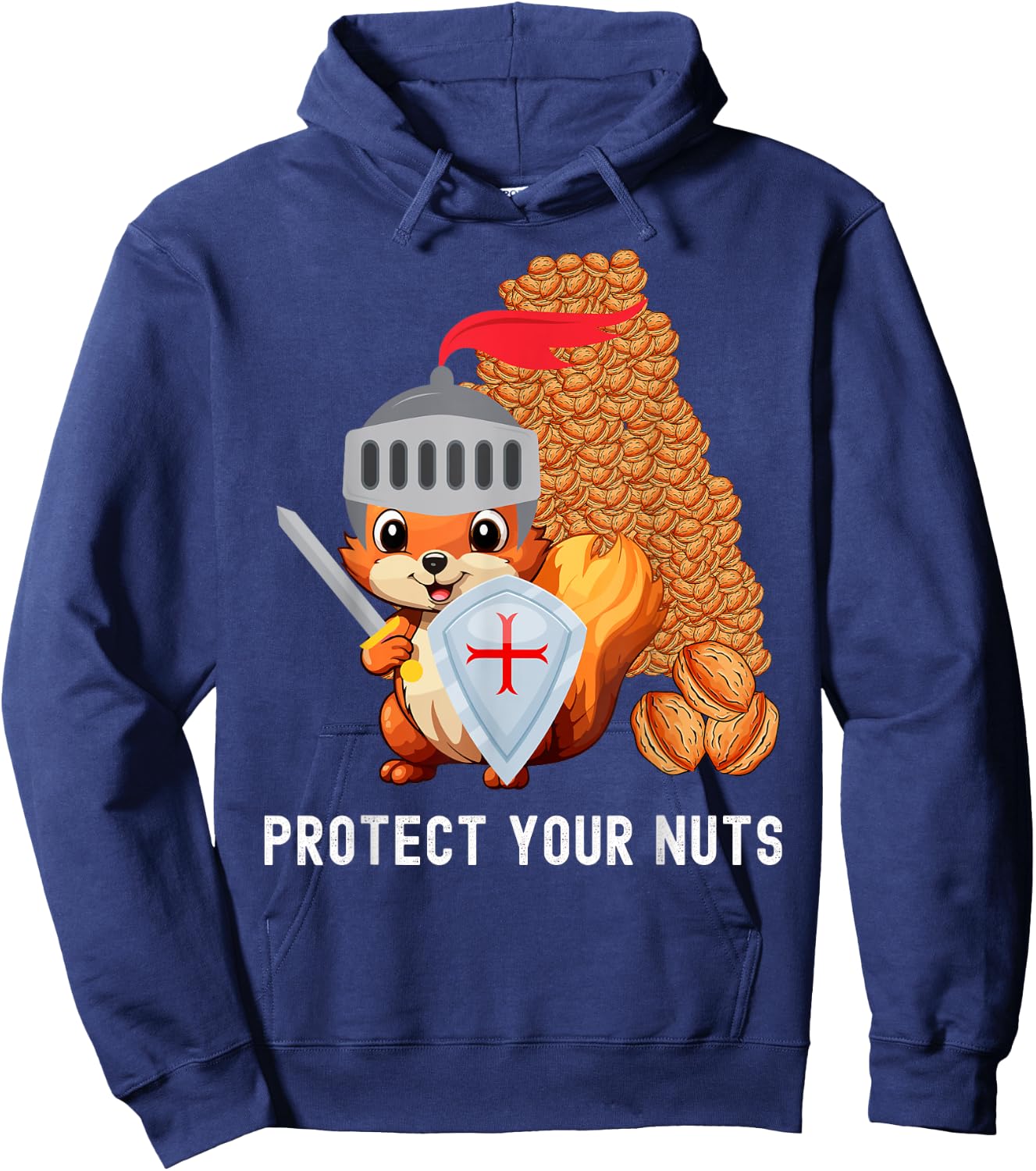 funny adult humor with squirrel Protect Your Nuts Hoodie - Hoodie | Navy