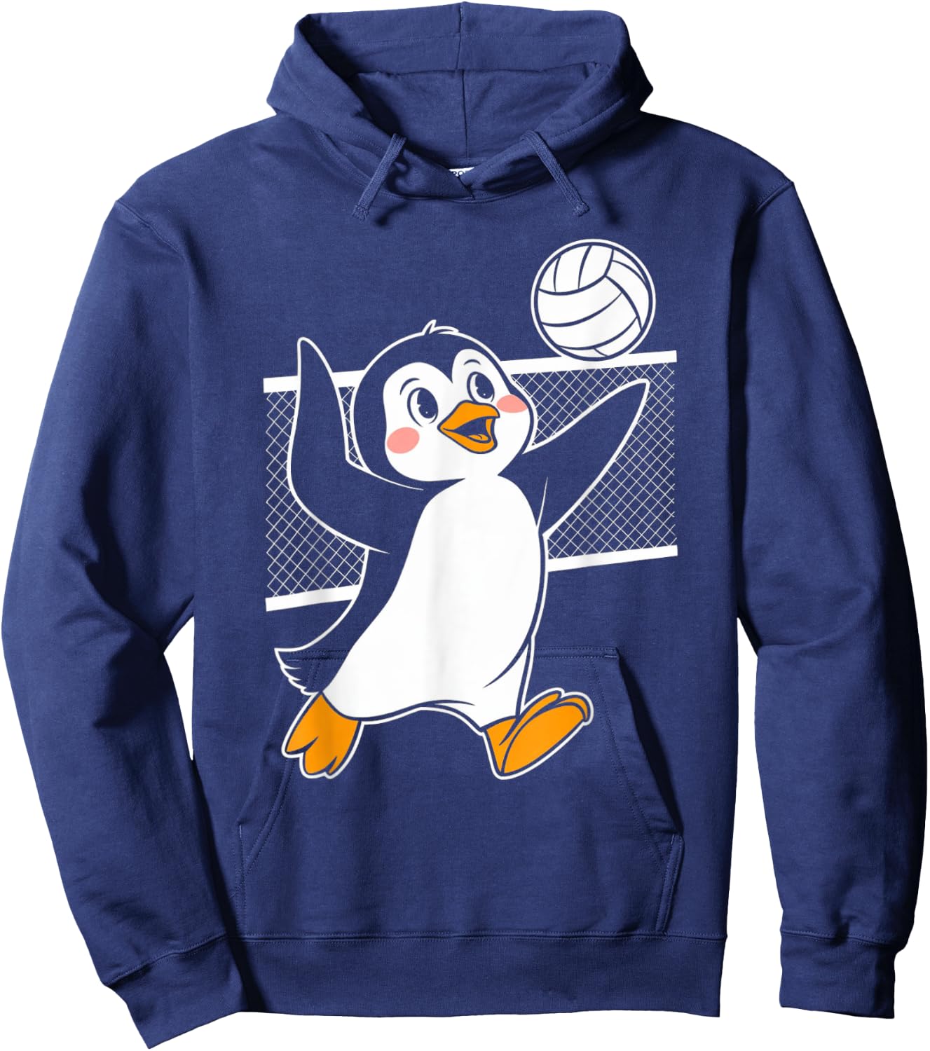 Cute Penguin Playing Volleyball Funny Penguin Beach Design Hoodie - Hoodie | Navy