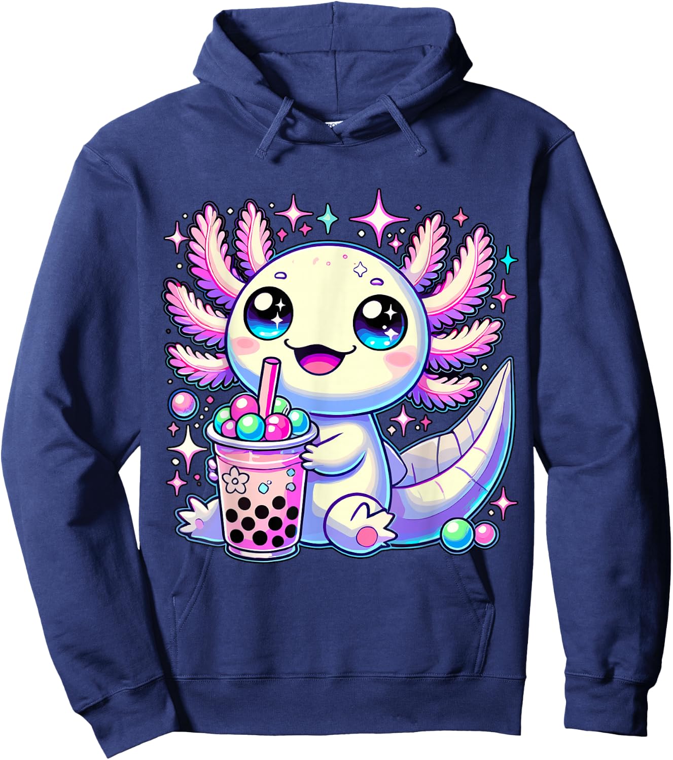 Magical and Funny Axolotl lover Gifts -Adults & Kids Boba Tea Bubble Tea Hoodie - Hoodie | Navy