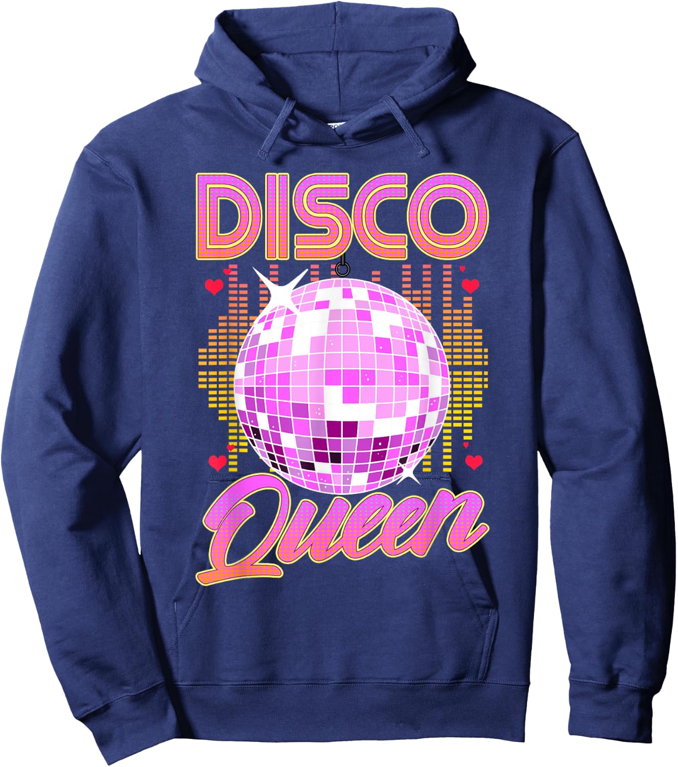 Disco Queen Retro 70s 80s Dance Party Mirror Ball Dancer , black, S Hoodie - Hoodie | Navy