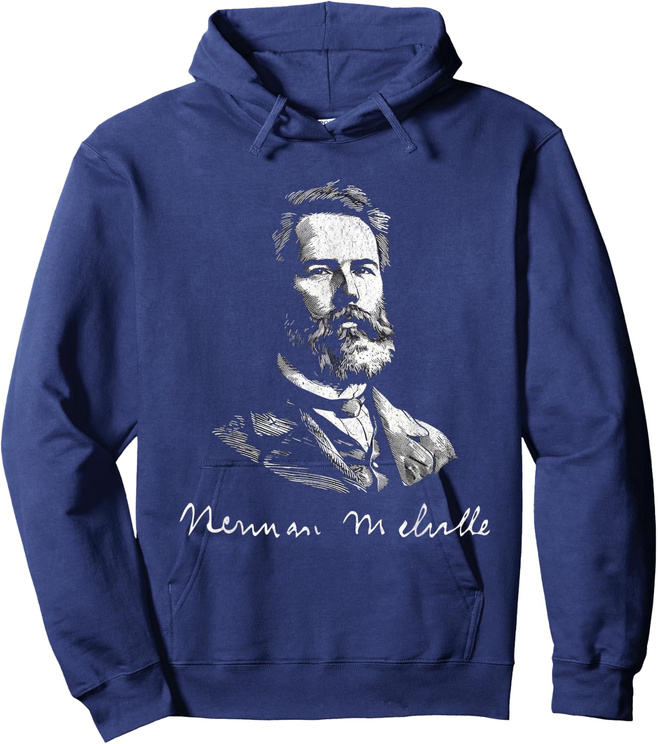 Herman Melville with Signature For Literature Fans Hoodie - Hoodie | Navy