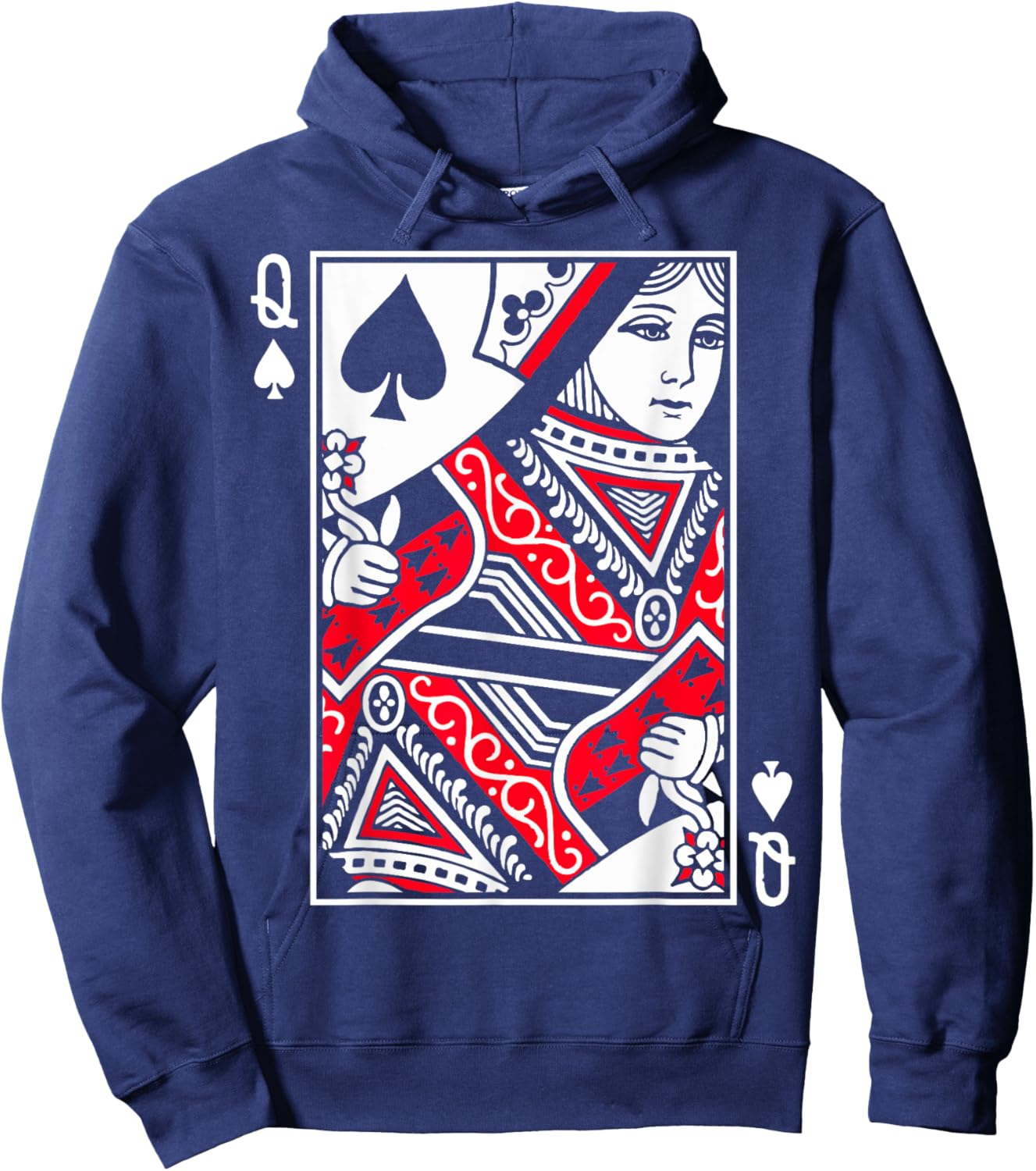 Queen of Spades Poker or Blackjack Queens Playing Card Cards Hoodie - Hoodie | Navy