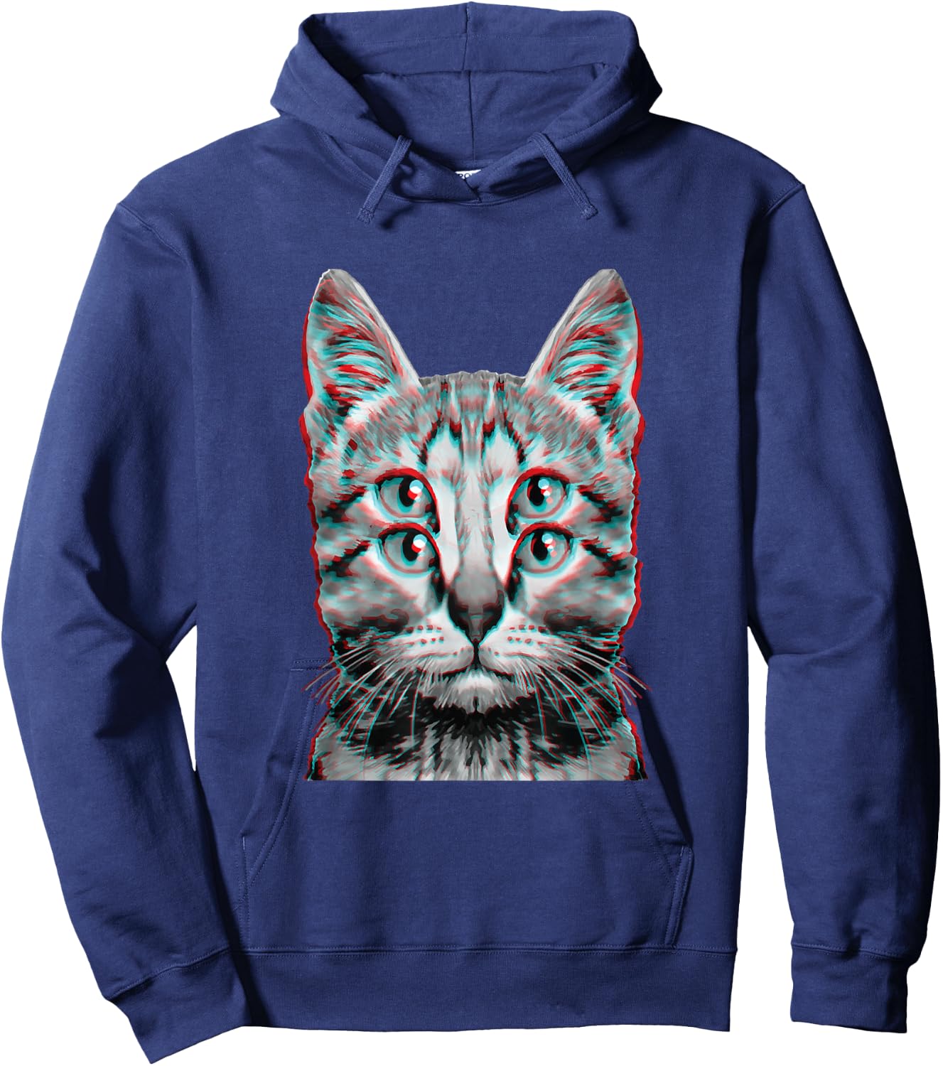 Glitch Seltsame Katze Kätzchen Optische Täuschung Katze Mama Papa Hoodie - Hoodie | Navy