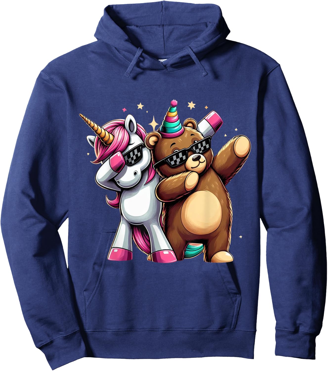 Dabbing Unicorn And Bear Boys Girls Men Women Kids Adults Hoodie - Hoodie | Navy