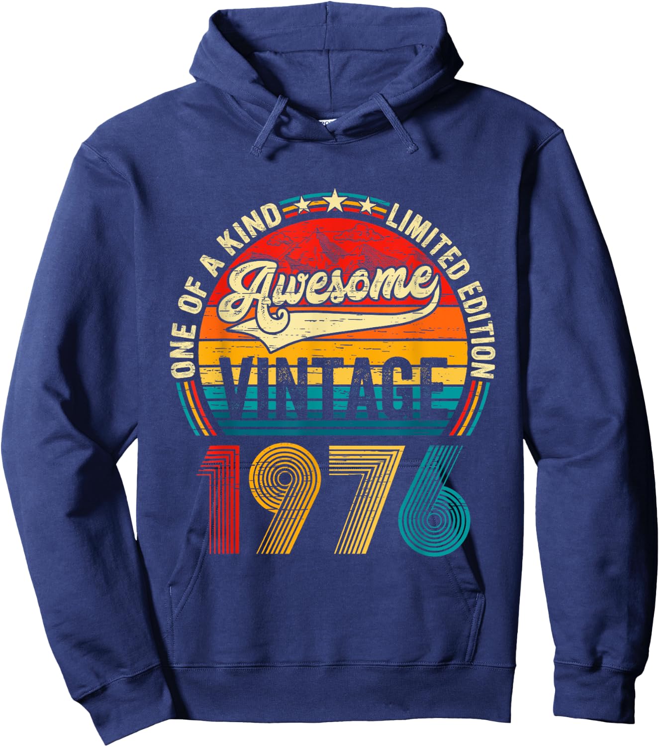 Vintage Born In 1976 Birthday Men Women Retro Bday Party Hoodie - Hoodie | Navy