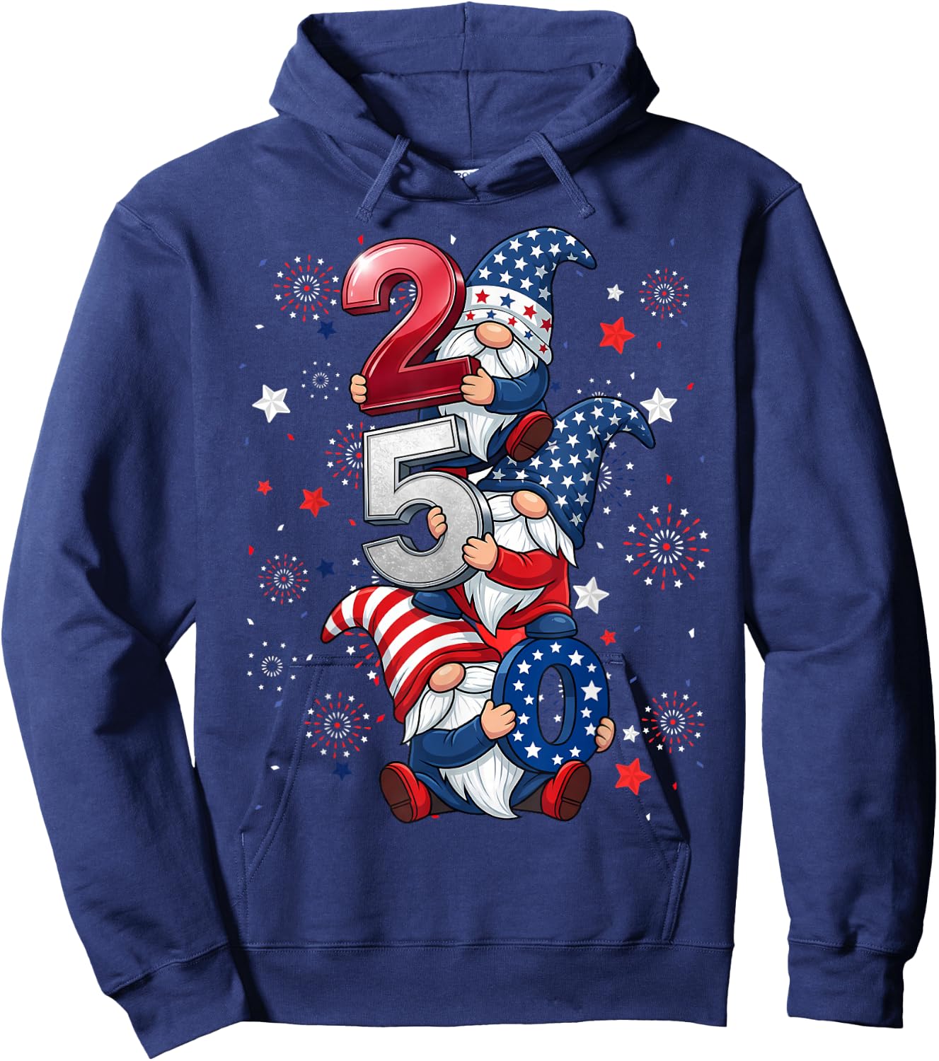 Gnome 250 Years 1776-2026 250th Birthday 4th July Patriotic Hoodie - Hoodie | Navy