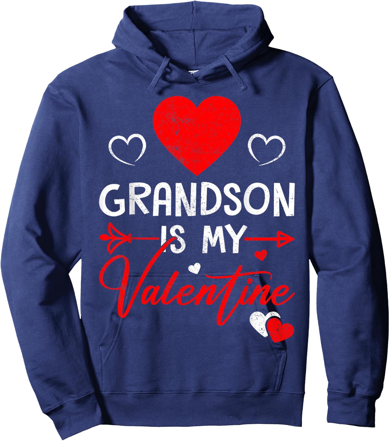 Family Matching Love Heart Grandson Is My Valentine Hoodie - Hoodie | Navy