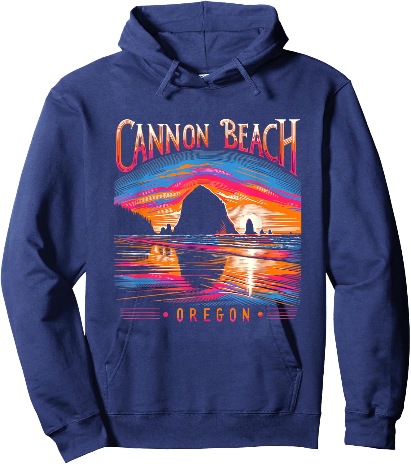 Cannon Beach Oregon Travel Summer Family Vacation Hoodie - Hoodie | Navy
