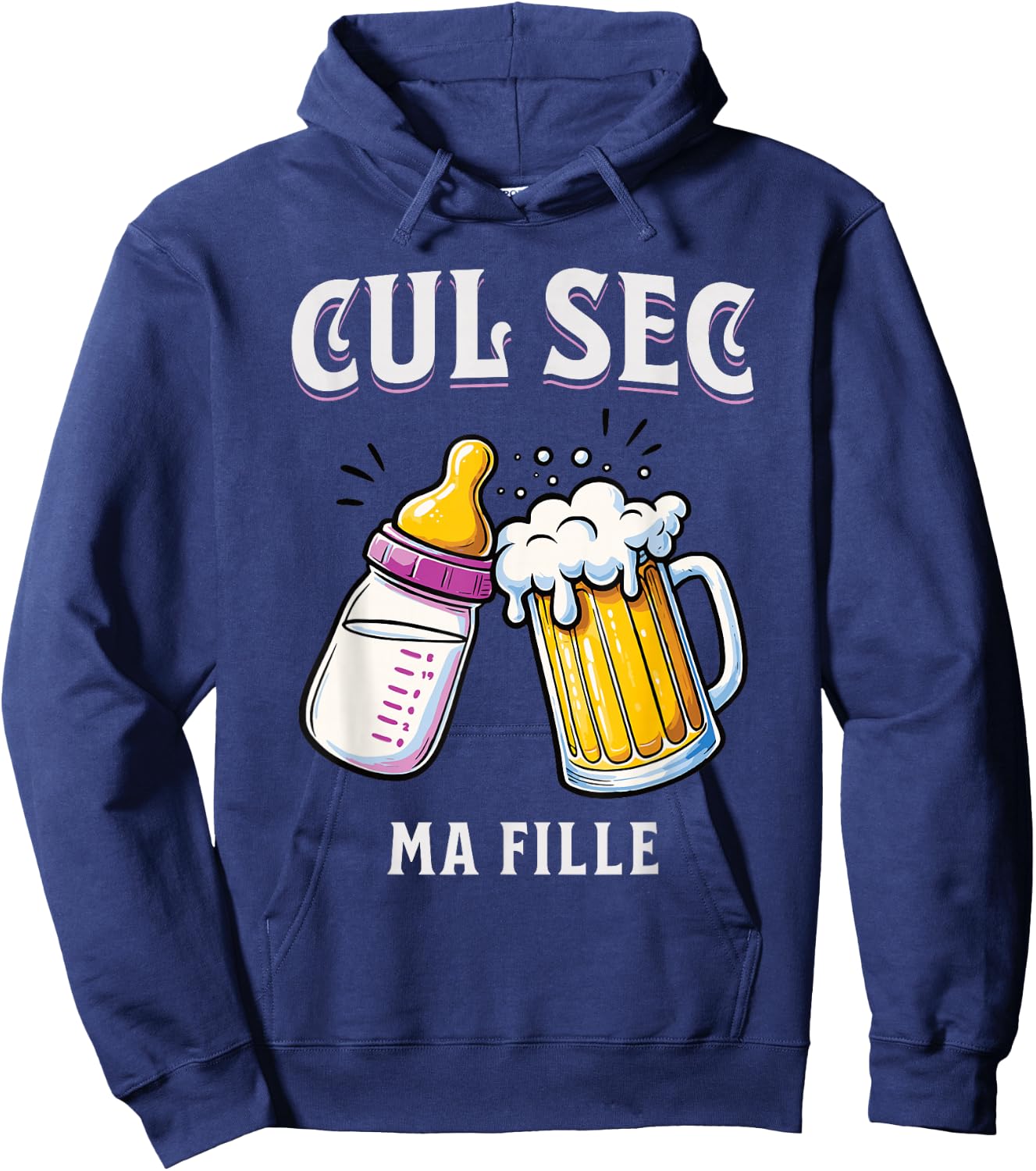 Funny Gift Dad Newborn Baby Girl Bottle & Beer , Black, S Hoodie - Hoodie | Navy