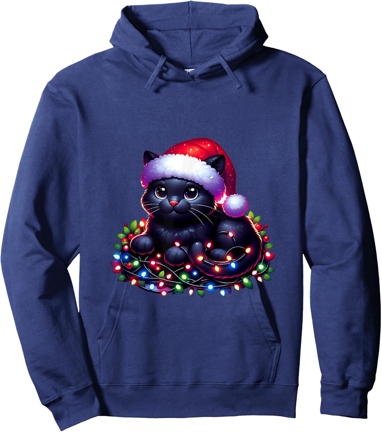 Christmas Cat Christmas Funny Cat Woman Man , Black, S Hoodie - Hoodie | Navy
