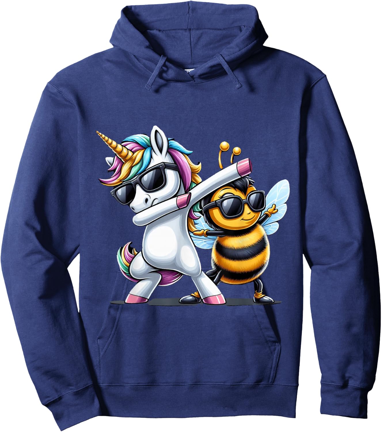 Dabbing Unicorn And Bee Boys Girls Men Women Kids Adults Hoodie - Hoodie | Navy