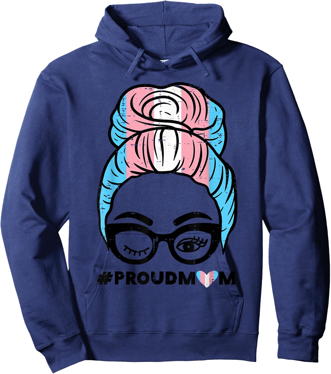 Proud Transgender Mom Transsexual Trans Pride Flag Hoodie - Hoodie | Navy